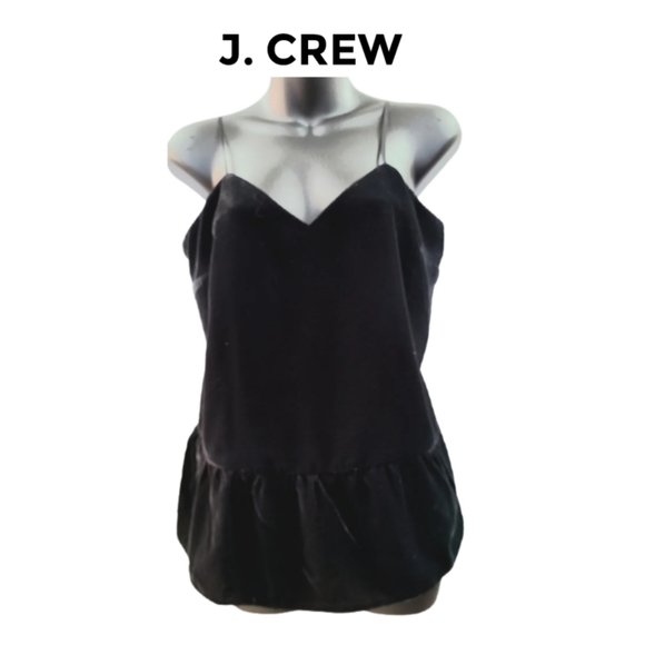 J. CREW Tops - J. CREW BLACK VELVET SPAGHETTI STRAP PEPLUM TOP